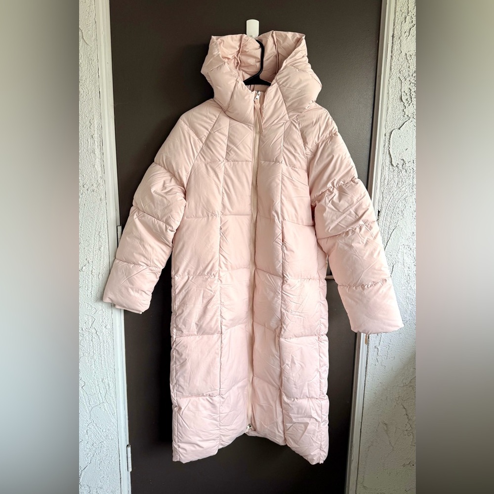 Cozy Light Pink Long Puffer Jacket with Hood